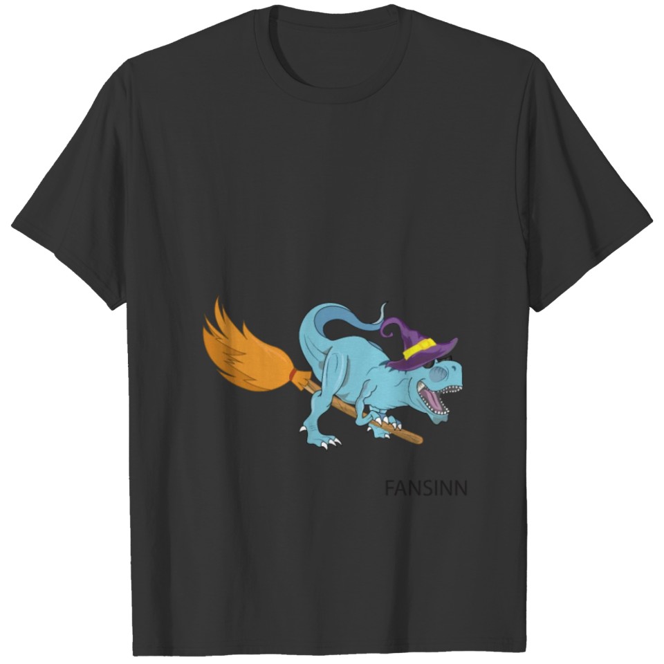T-Rex Halloween Broomstick fly dinosaur gift T-shirt