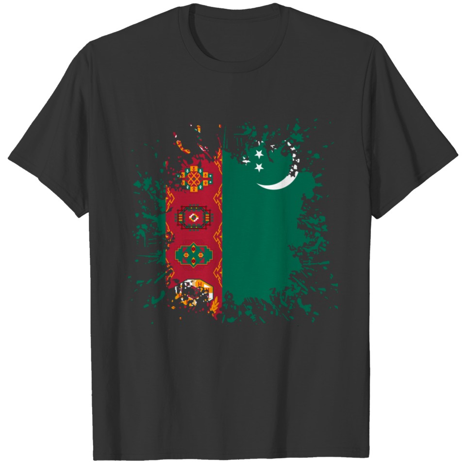 Turkmenistan flag paint splashes T-shirt