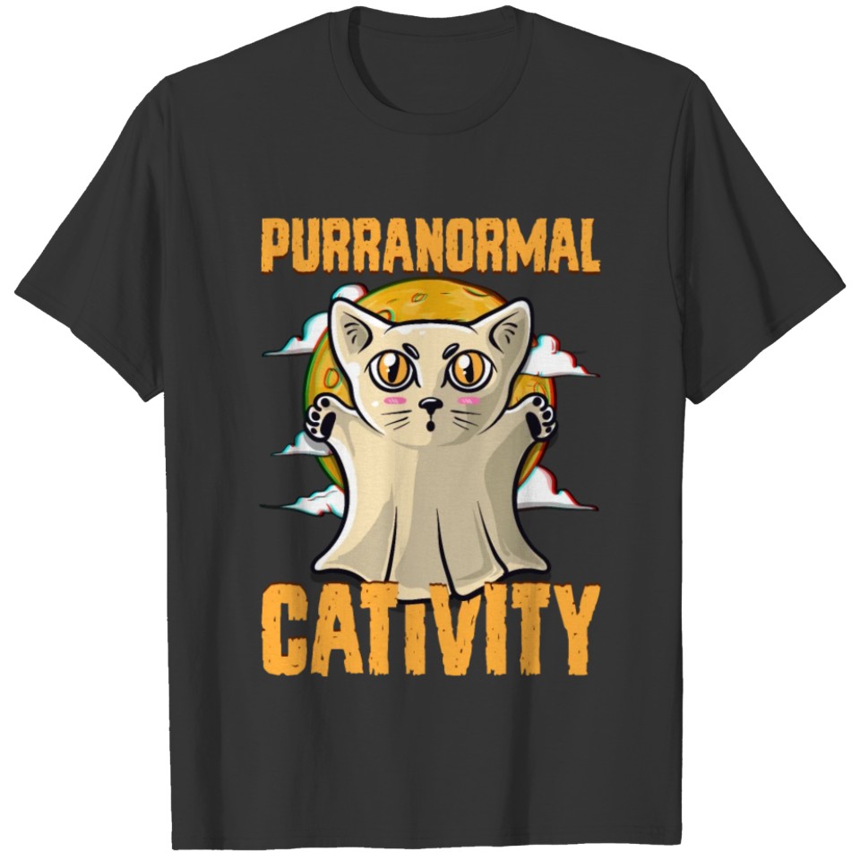 Funny Cat Ghost Halloween Humorous Trick or Treat T-shirt