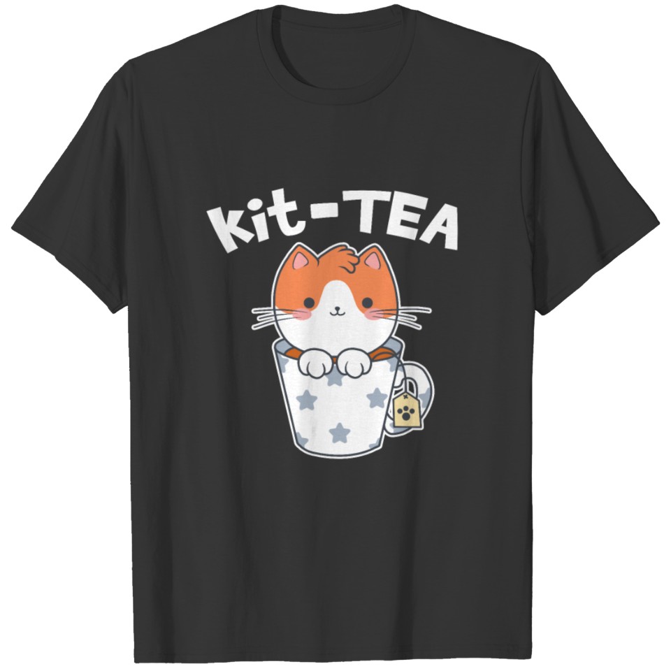 Kit-Tea Meow Cool Coffee Herb Leaves Tea Bag Cup T Shirts