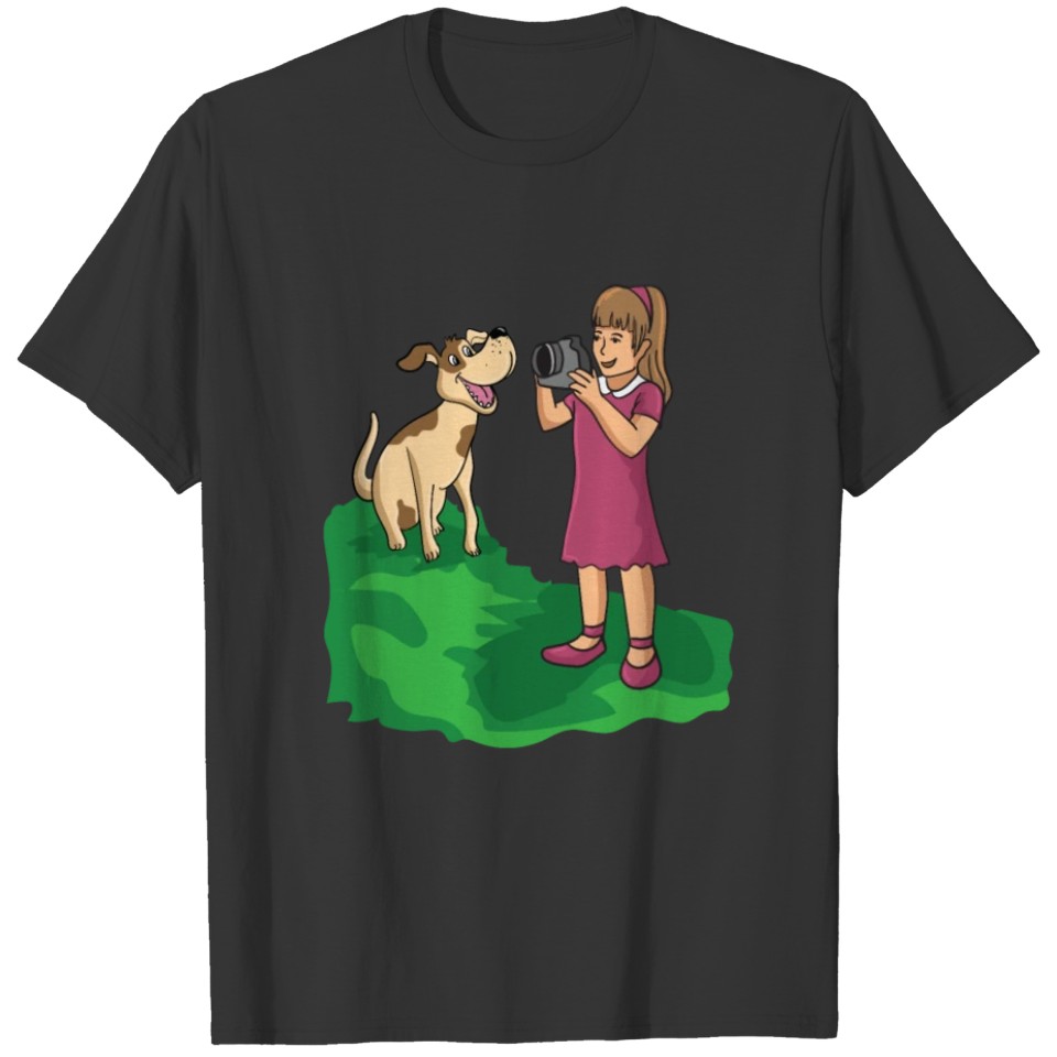 girl dog camera photography T-shirt