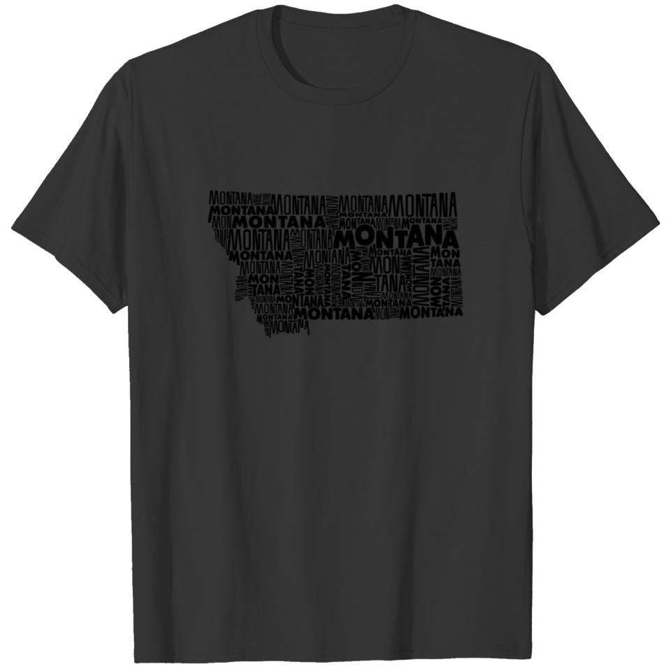 Montana Typography Map Dark T-shirt