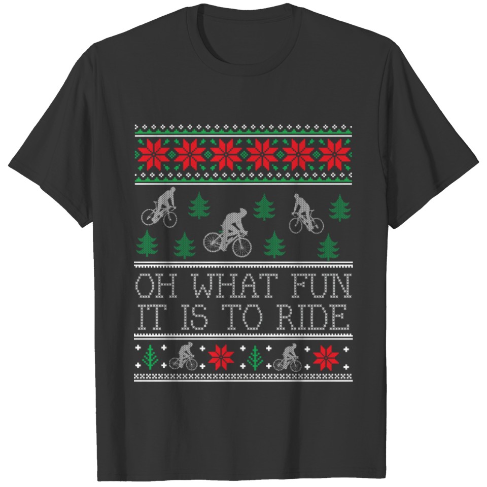 Cycling Bicycle Bike Cyclist Ugly Christmas Xmas T-shirt