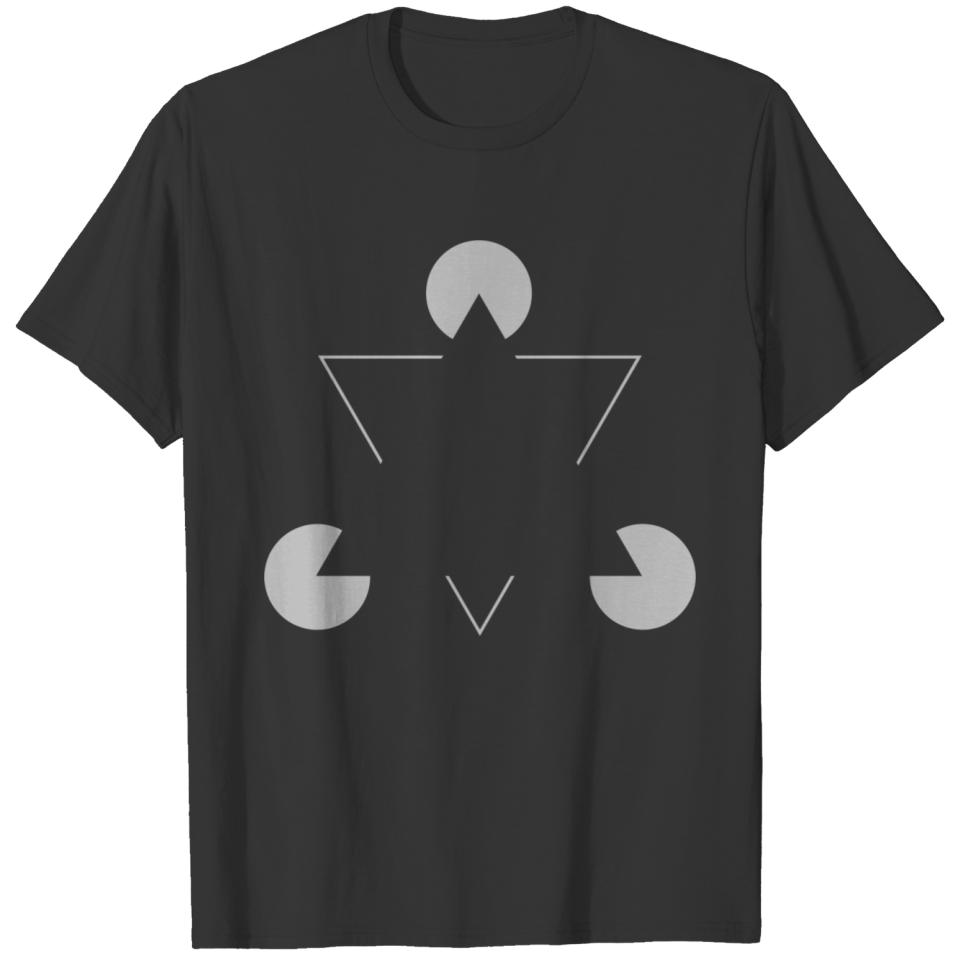 optical illusion triangle silver T-shirt