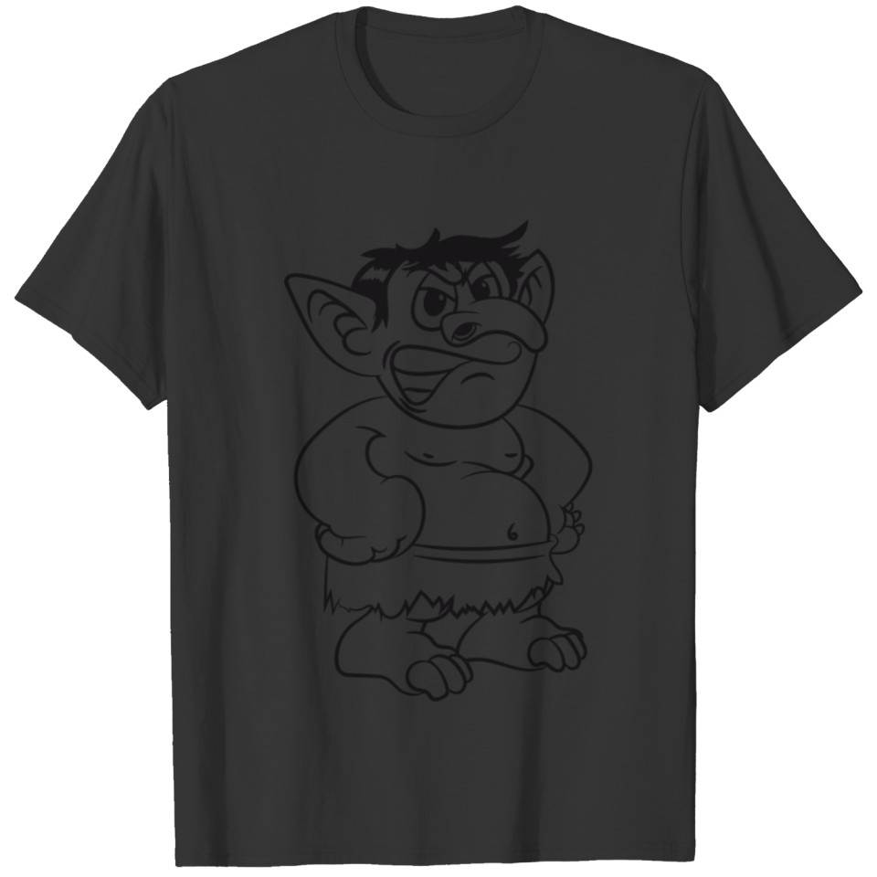 troll dangerous cartoon angry grim fairy tale fore T-shirt