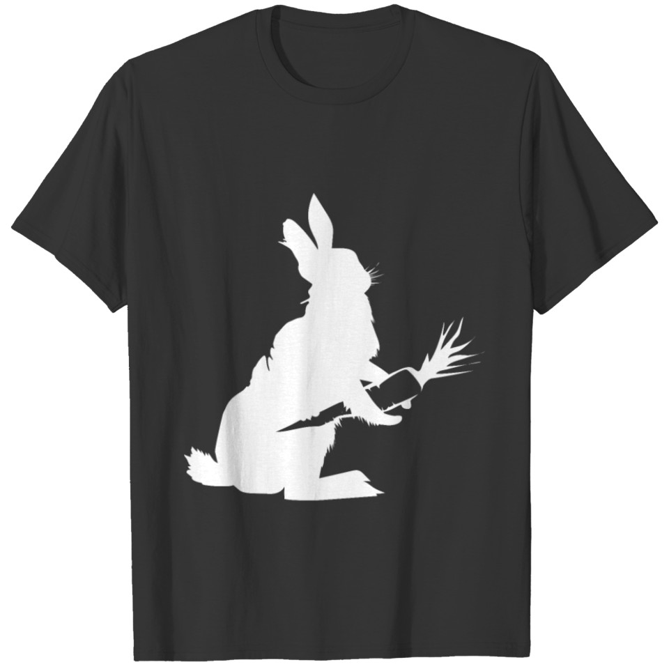 Negative Space Illustration Halloween Bunny Rabbit T-shirt