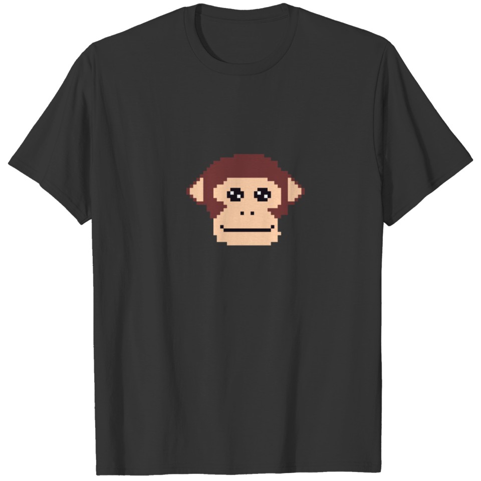 Retro Monkey Face Pixelart T Shirts