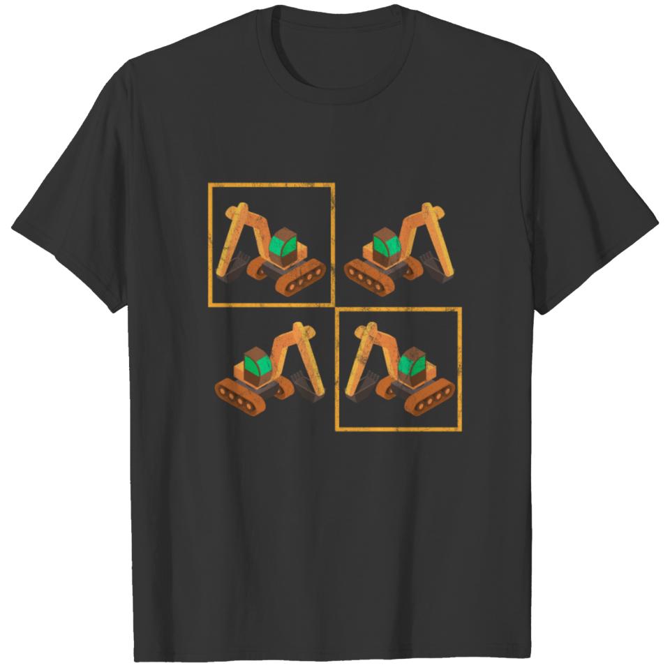 Excavator kids boy birthday with shovel T-shirt