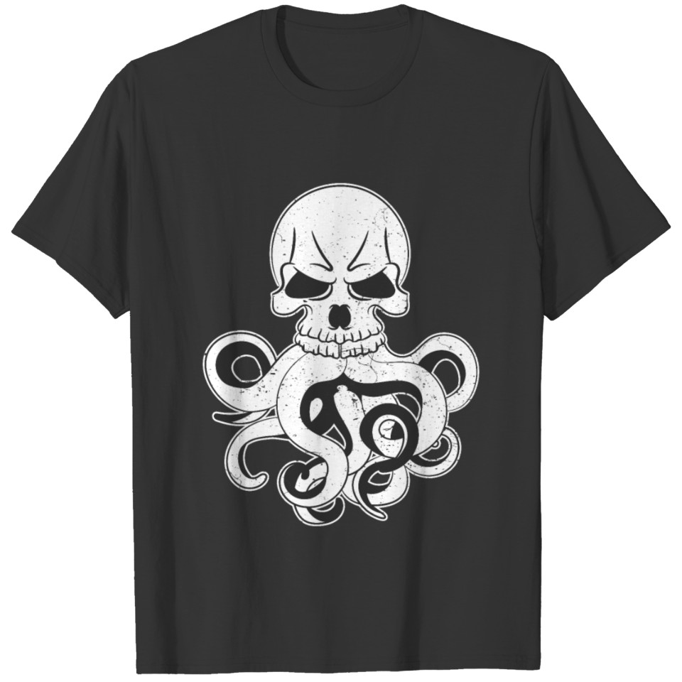 Skull Octopus Design Kraken Squid Ward Kalamr T-shirt