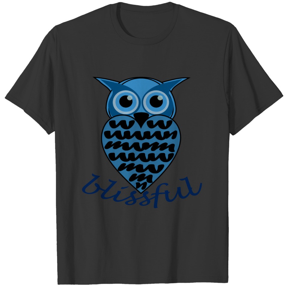owl cute blue blissful happy T Shirts