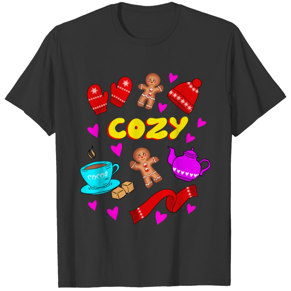 Cozy hygge time. Gingerbread men cookies, cocoa T Shirts
