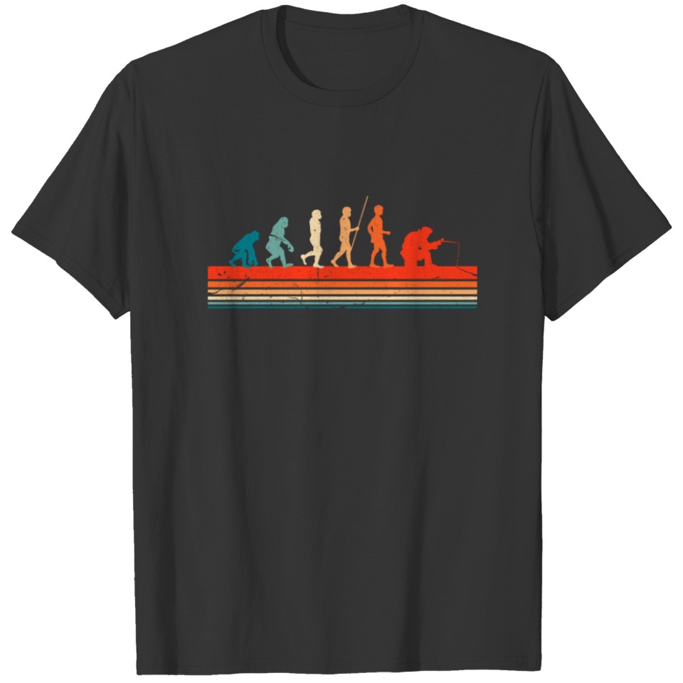 Ice Fishing Evolution Retro T-shirt