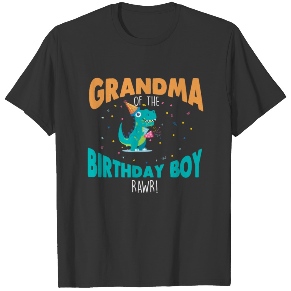 Grandma of the Birthday Boy Dinosaur grandmother T Shirts