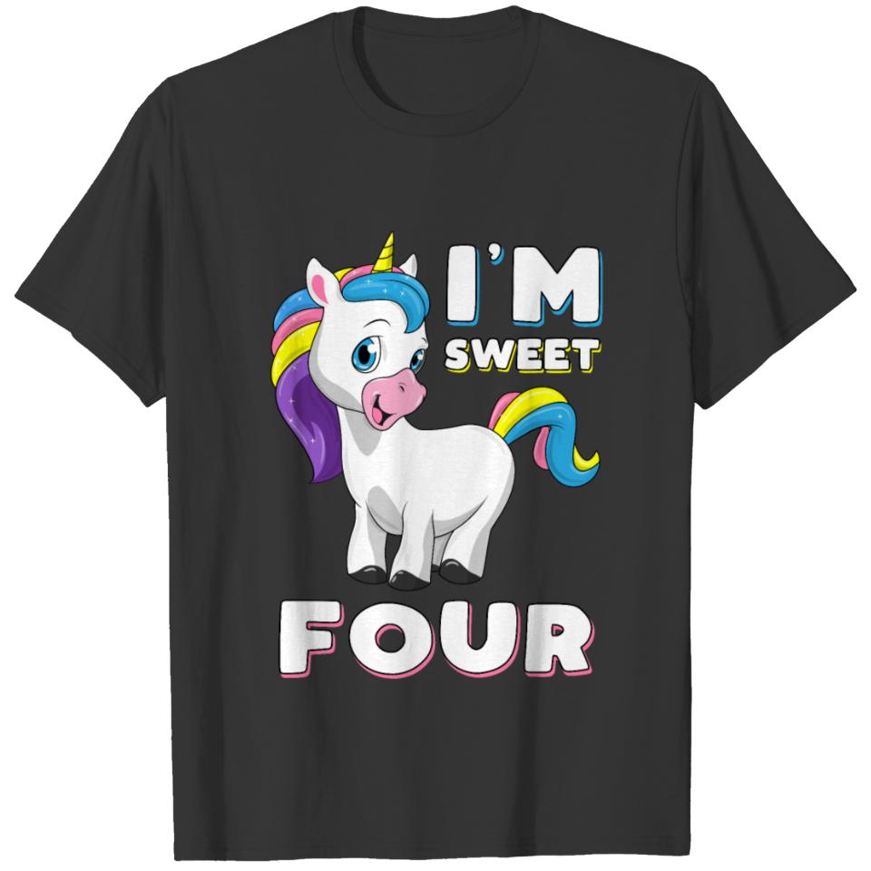 I'm four Girl Gift Sweet Unicorn 4th birthday T-shirt