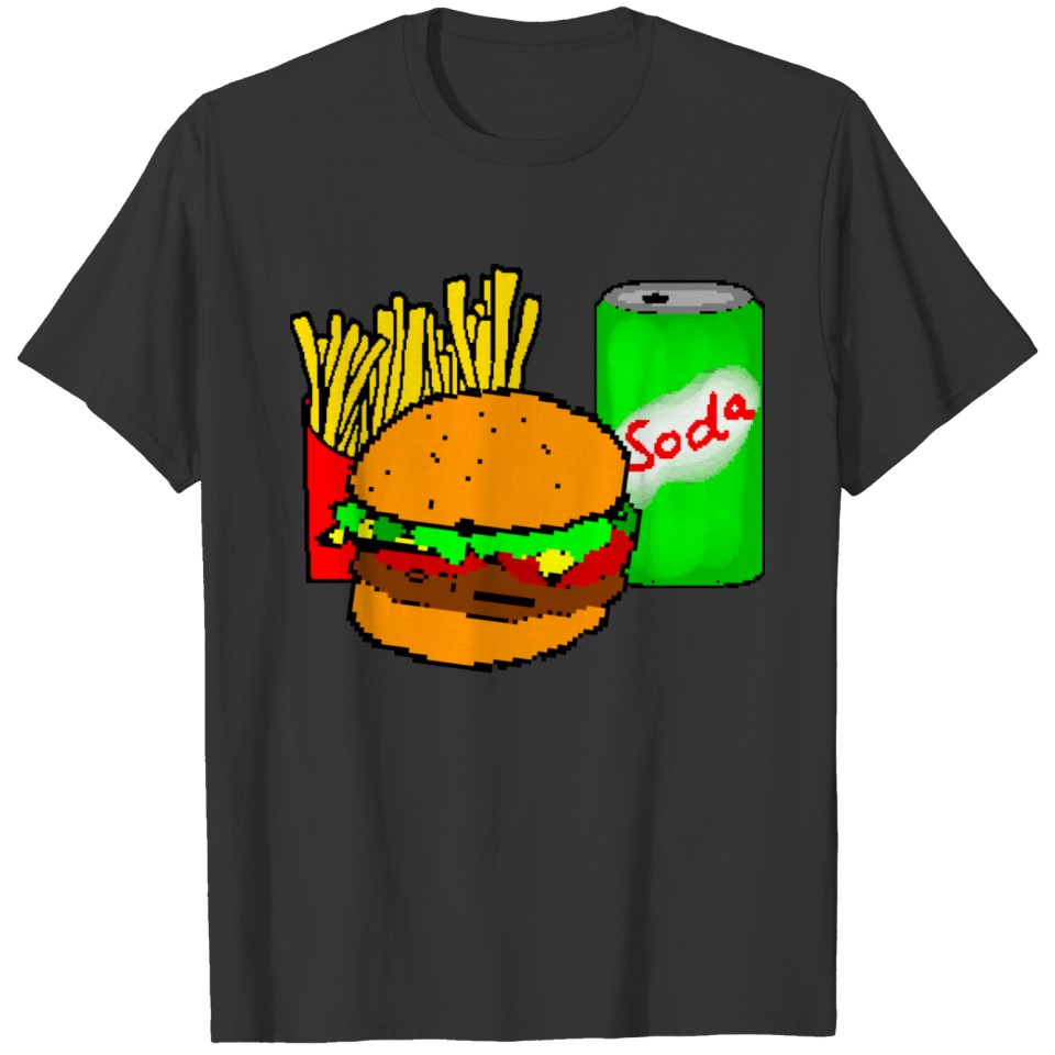 Fastfood Burger Fries Soda Healty Diet Fitness T-shirt