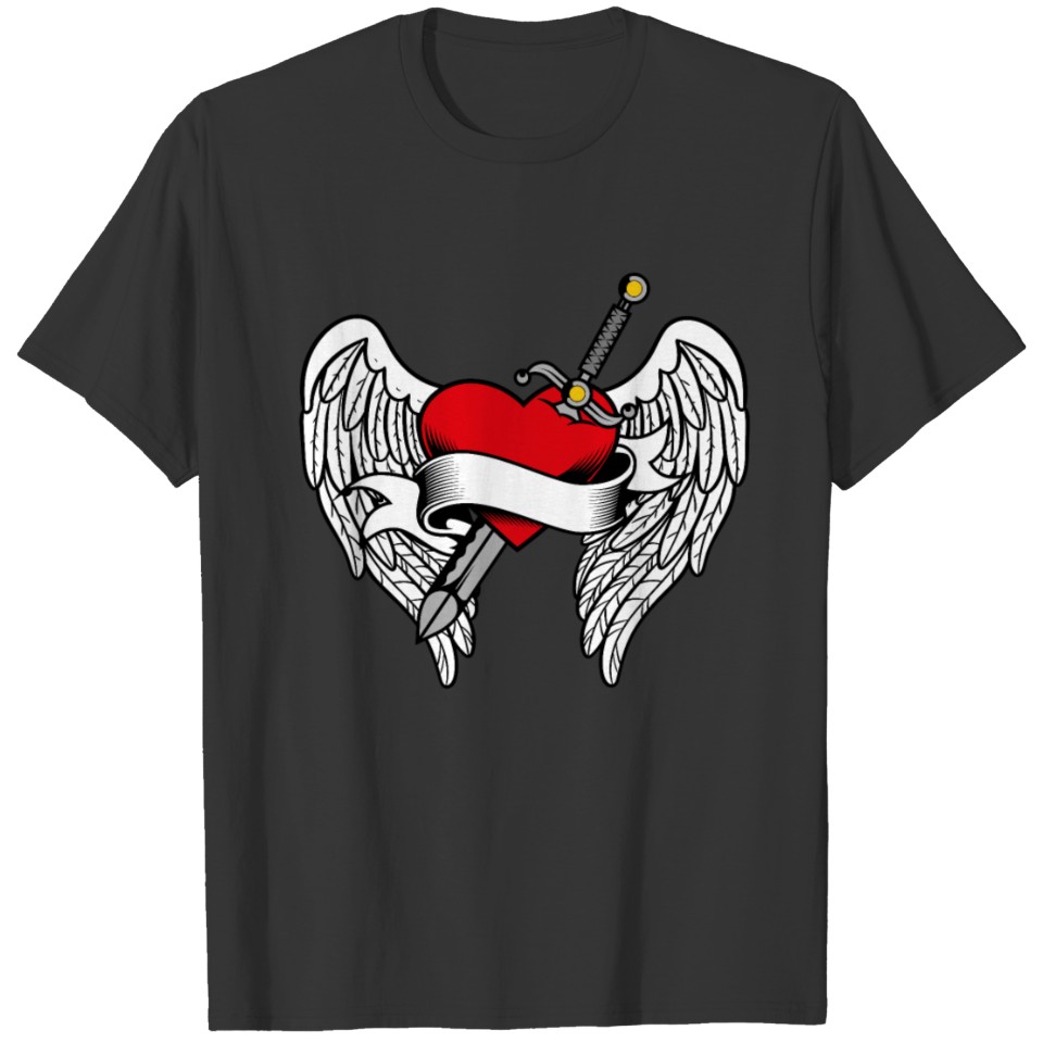Red Heart Stabbed Hurt Love Valentine's Day Tattoo T Shirts