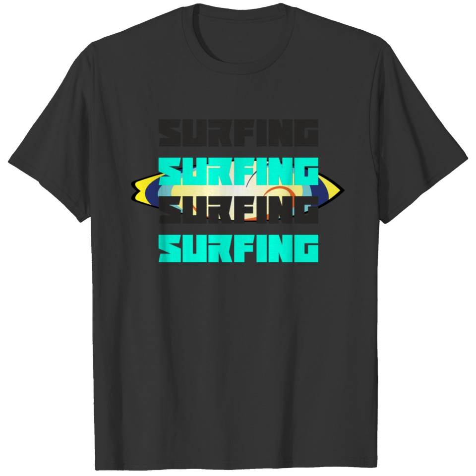 Surfboard surfing - black blue T Shirts