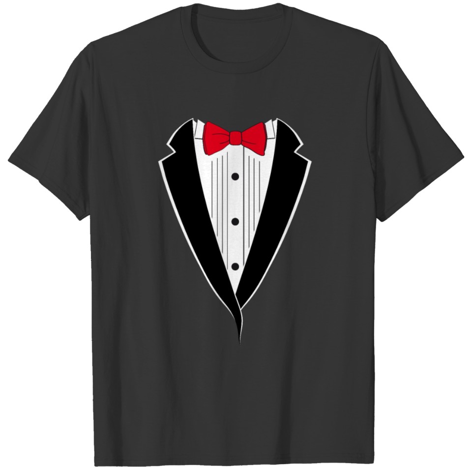 Tuxedo with Red Bowtie T-shirt