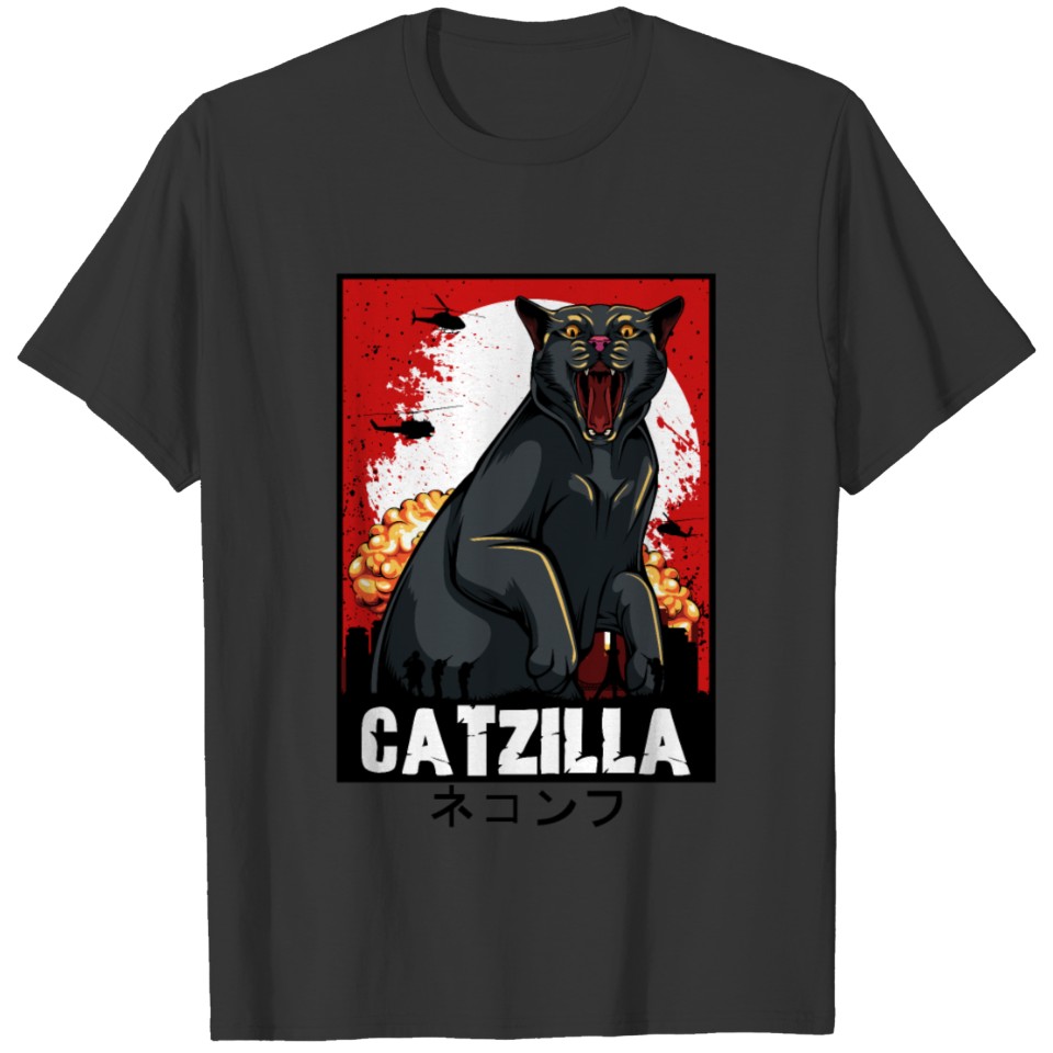 Catzilla cats parody cat lover gift T-shirt