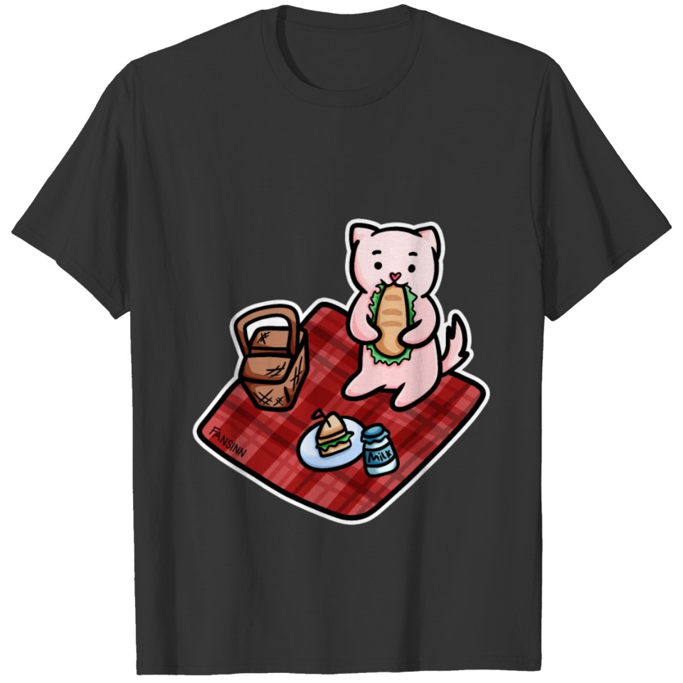 Cat Excursion Picnic Sandwich Children Gift T-shirt