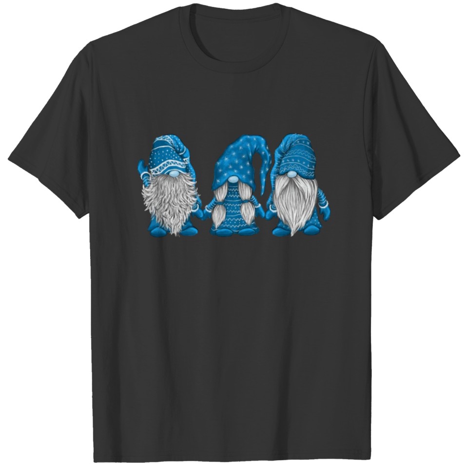 Three gnomes in blue costume Christmas T-shirt