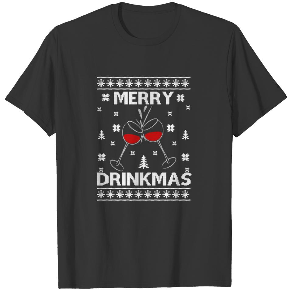 Merry Drinkmas Sweater Shirt Design T-shirt
