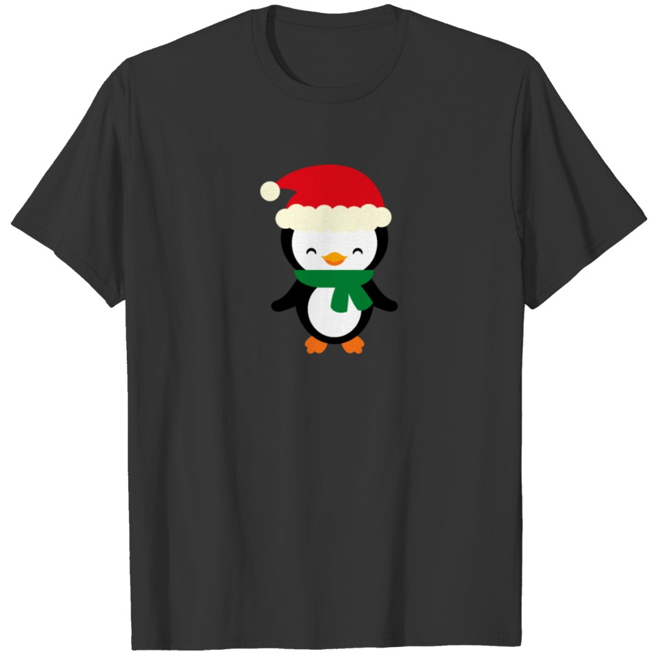 Christmas Penguin Wearing Santa Hat T Shirts