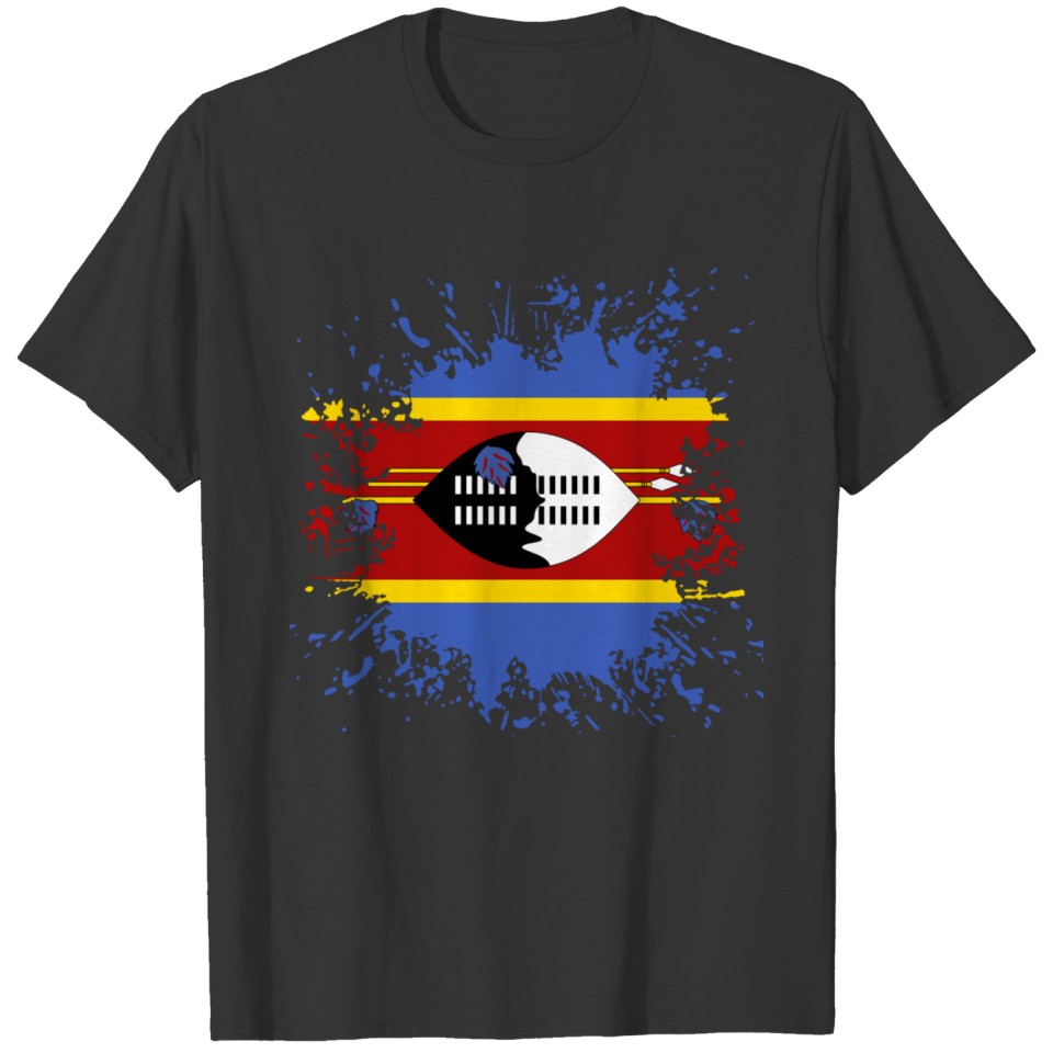 Swaziland flag paint splashes T-shirt