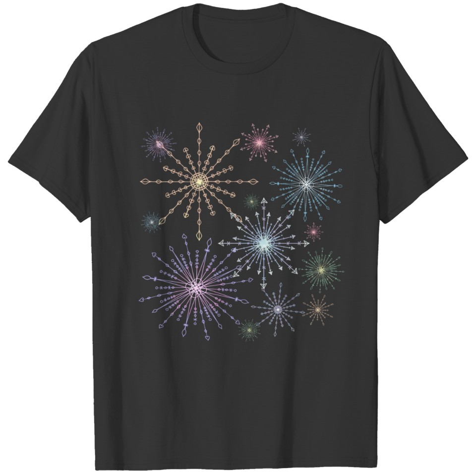 snowflakes fireworks T-shirt