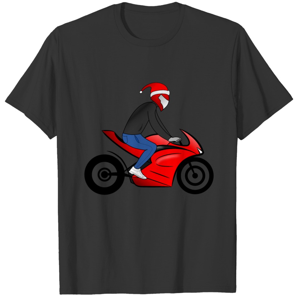 Christmas style Motorcycle with Biker black T-shirt