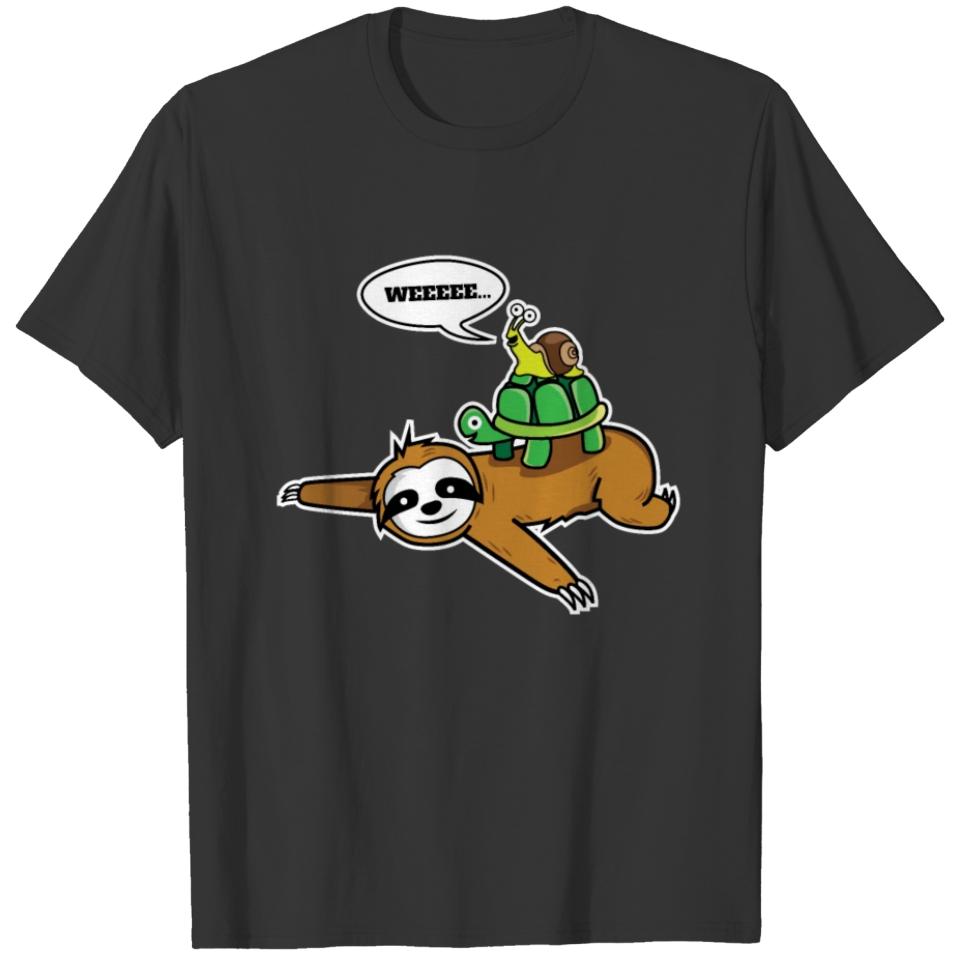 Sloth Turtle Snail Funny Whee T-shirt