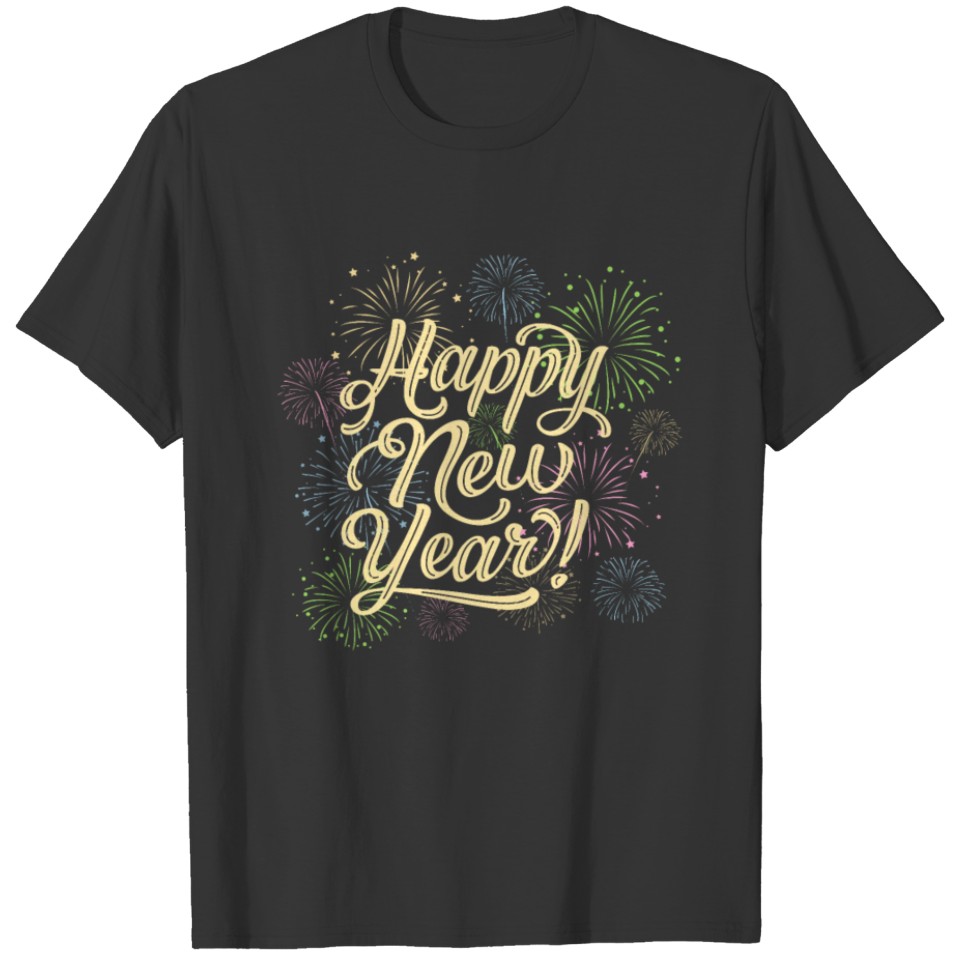 Fireworks Happy New Year gift for men women kids T-shirt