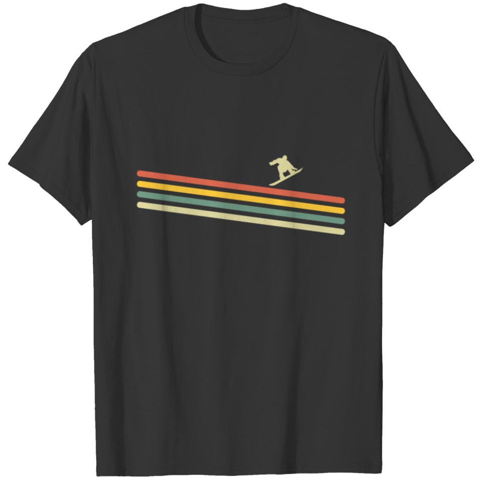 retro stripes snowboarder jump freestyle T-shirt