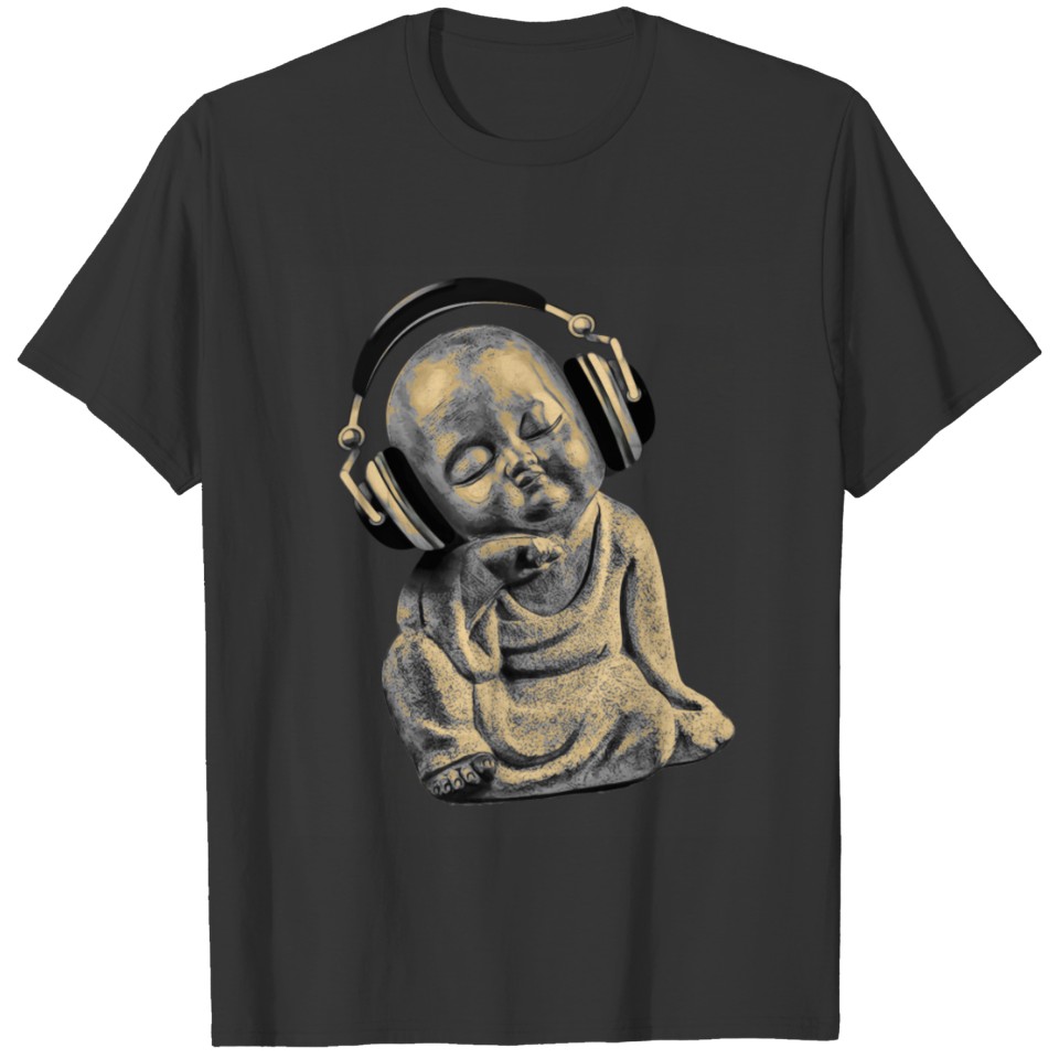 Buddha Headphones T Shirt Buddhist Monk DJ Shirt T-shirt