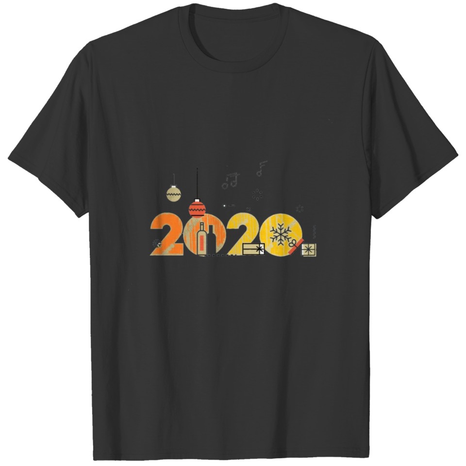 Music line icon 2020 Happy New Year T-shert T-shirt