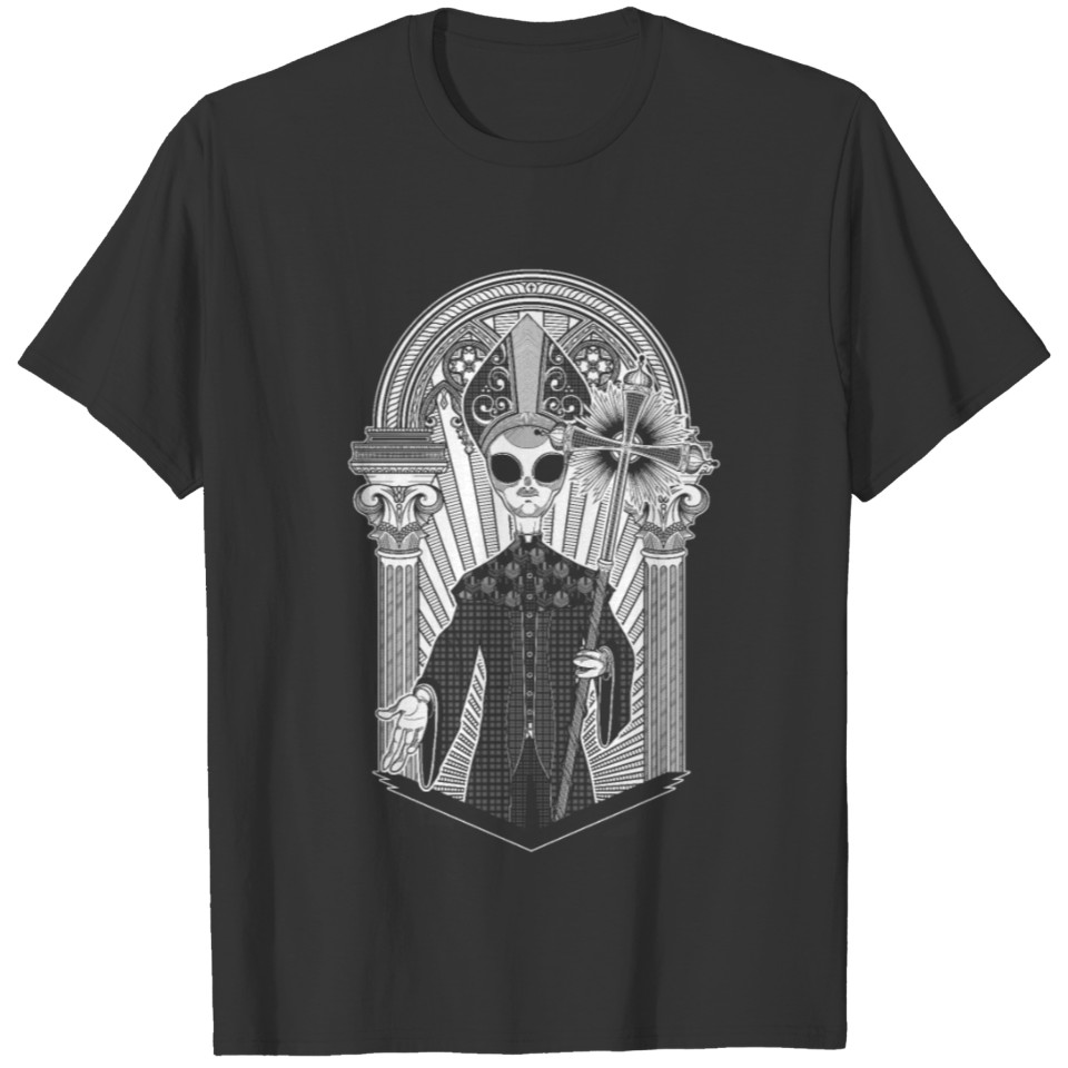 The alien Pope - Black version T Shirts