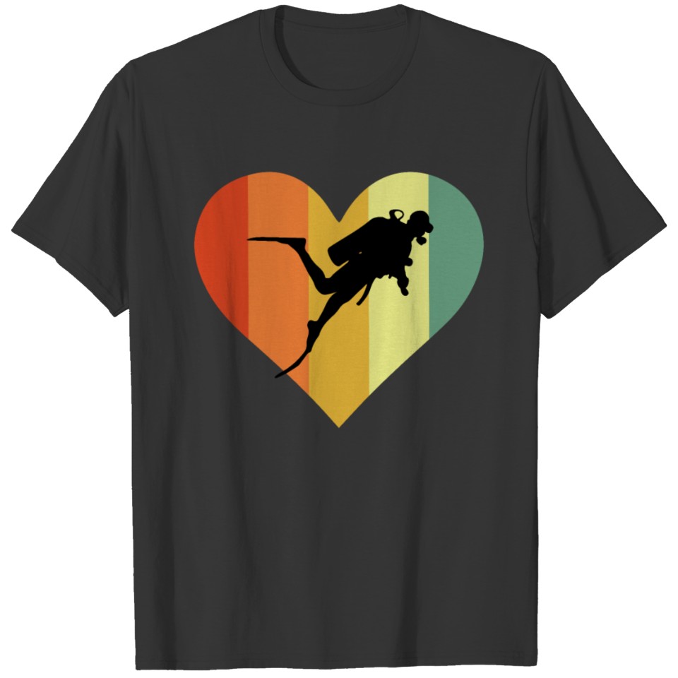 Retro Diving Heart Design T-shirt