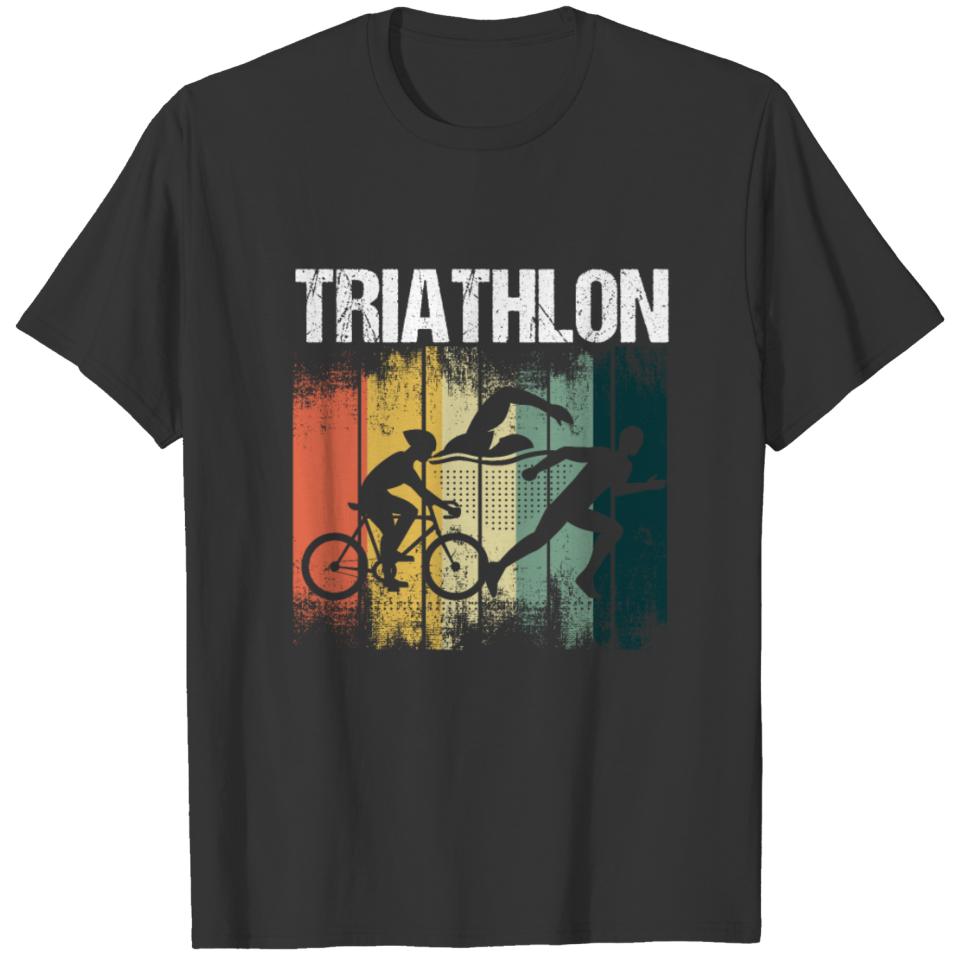 Retro Triathlon Athlete Bike Swim Run Triathlete T-shirt