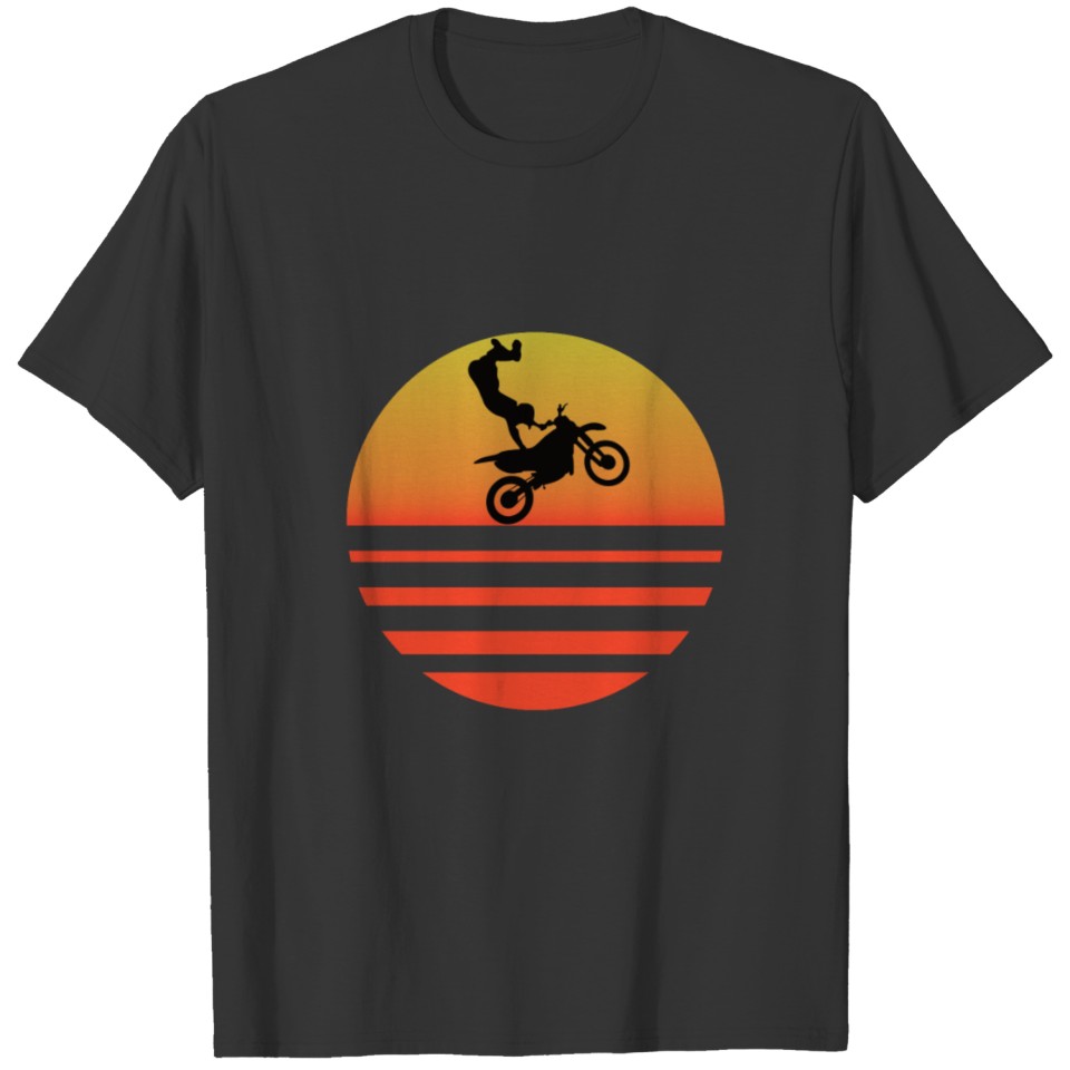 Sunset Motorcycle Wheelie - Sunset in Orange T Shirts
