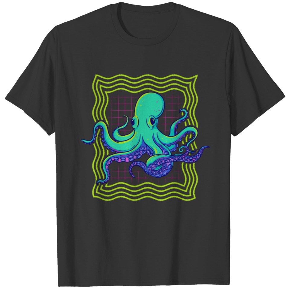 Cute Octopus Kraken 80s Retro Style T-shirt
