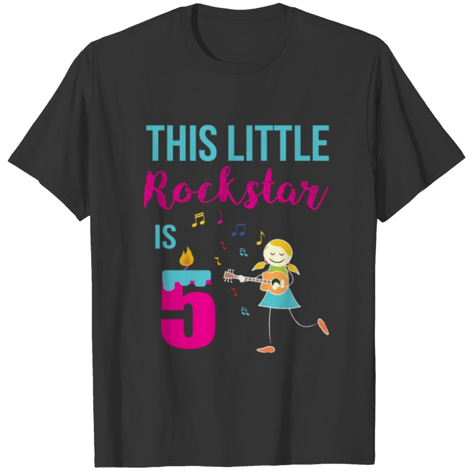 5th Birthday Rock Star for Girls 5 Year Old Rocks T-shirt