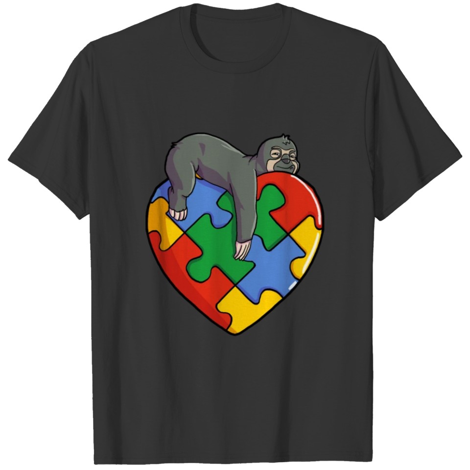 Sloth Autism Parents Autistic Child Awareness Puzz T-shirt