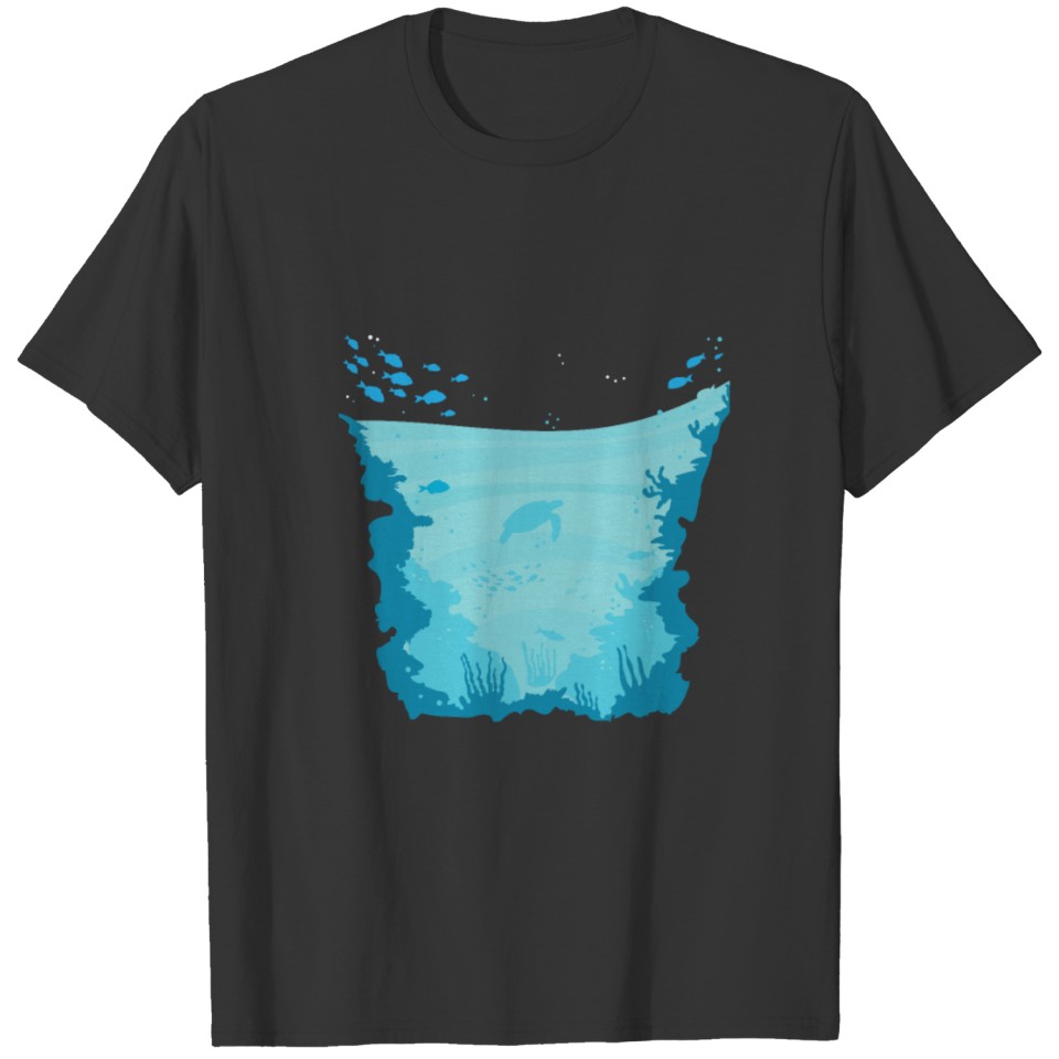 Ocean - underwater world, turtle, fish, blue T Shirts