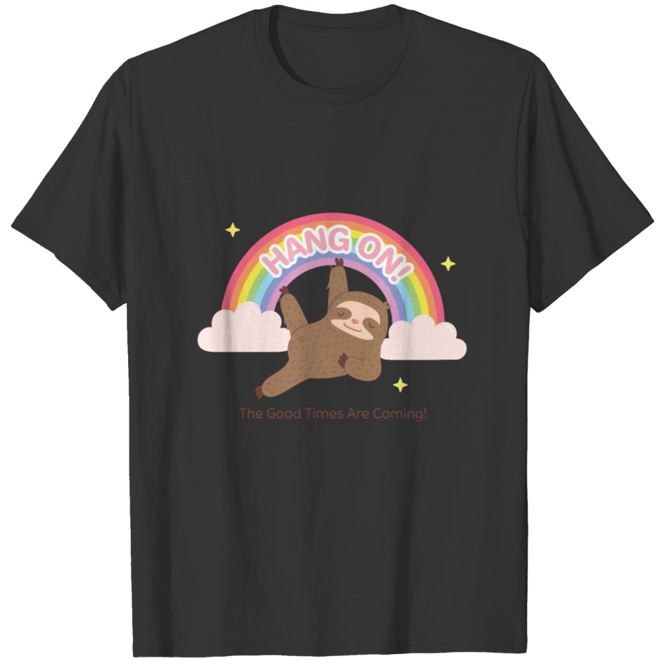 Sloth Hangs On To Rainbow T-shirt