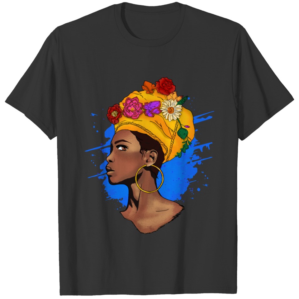 African Queen Floral Head Scarf Black Girl Magic F T Shirts