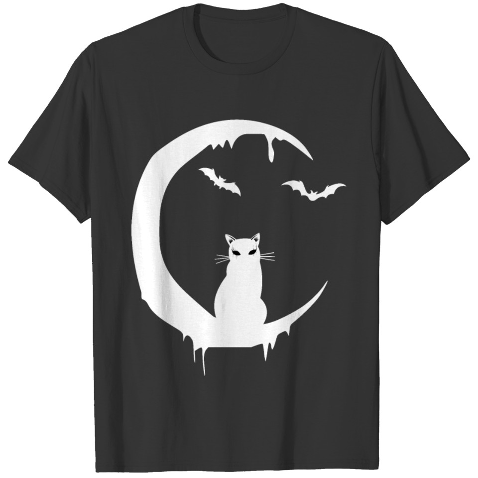 Dripping moon, cat and bats T-shirt