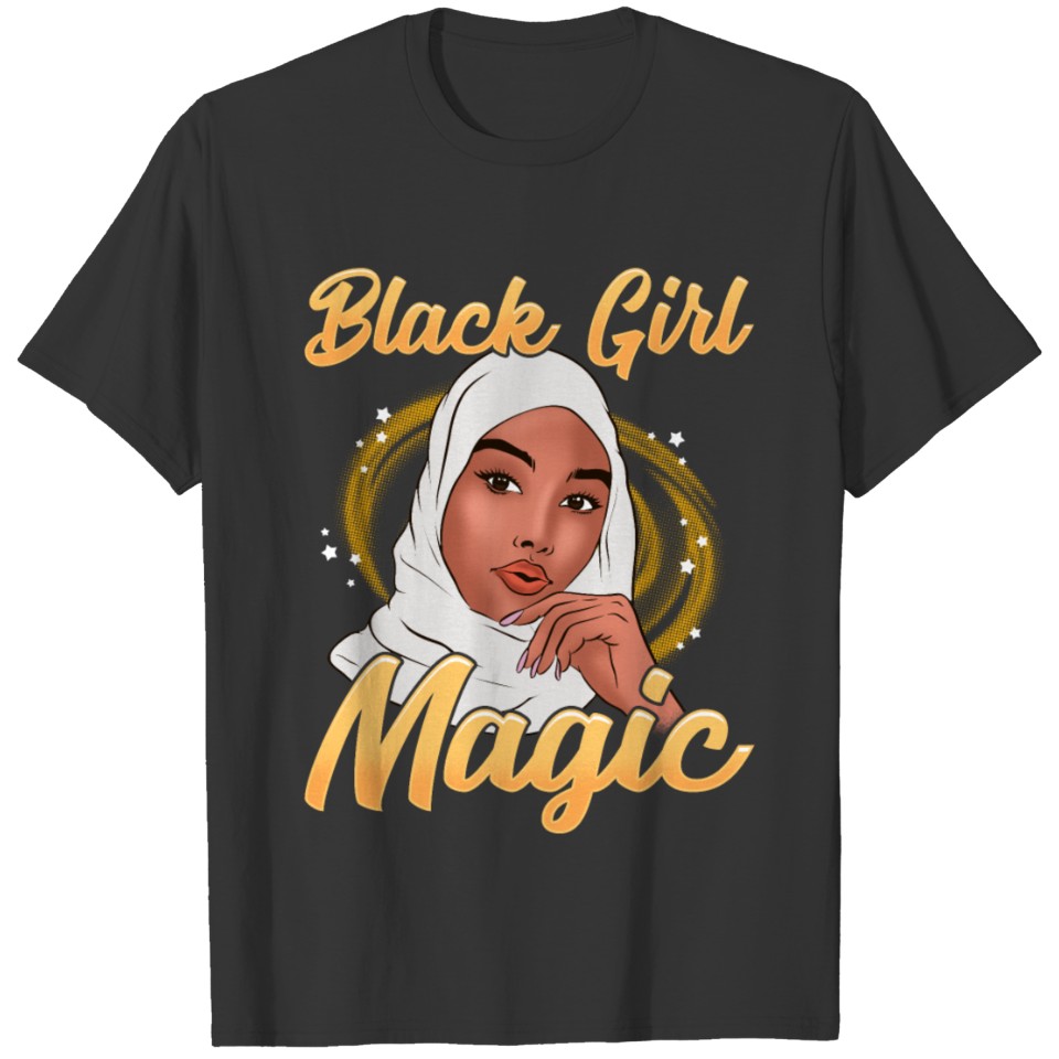 Muslim Black Girl Magic Hijab Shalya Islam White M T Shirts
