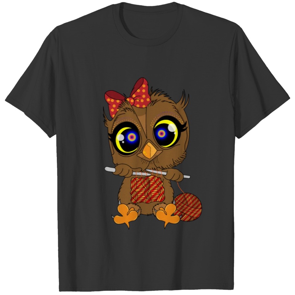 Knitted owl red orange T-shirt