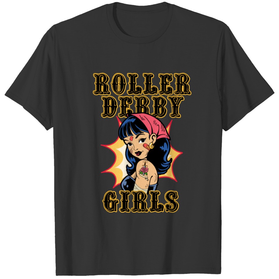 Retro Womens Roller Skating Gift Print Pin Up T Shirts