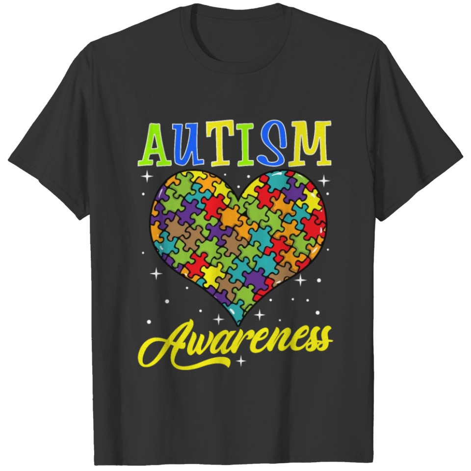 Colorful Autism Awareness Day Puzzle Heart T-shirt